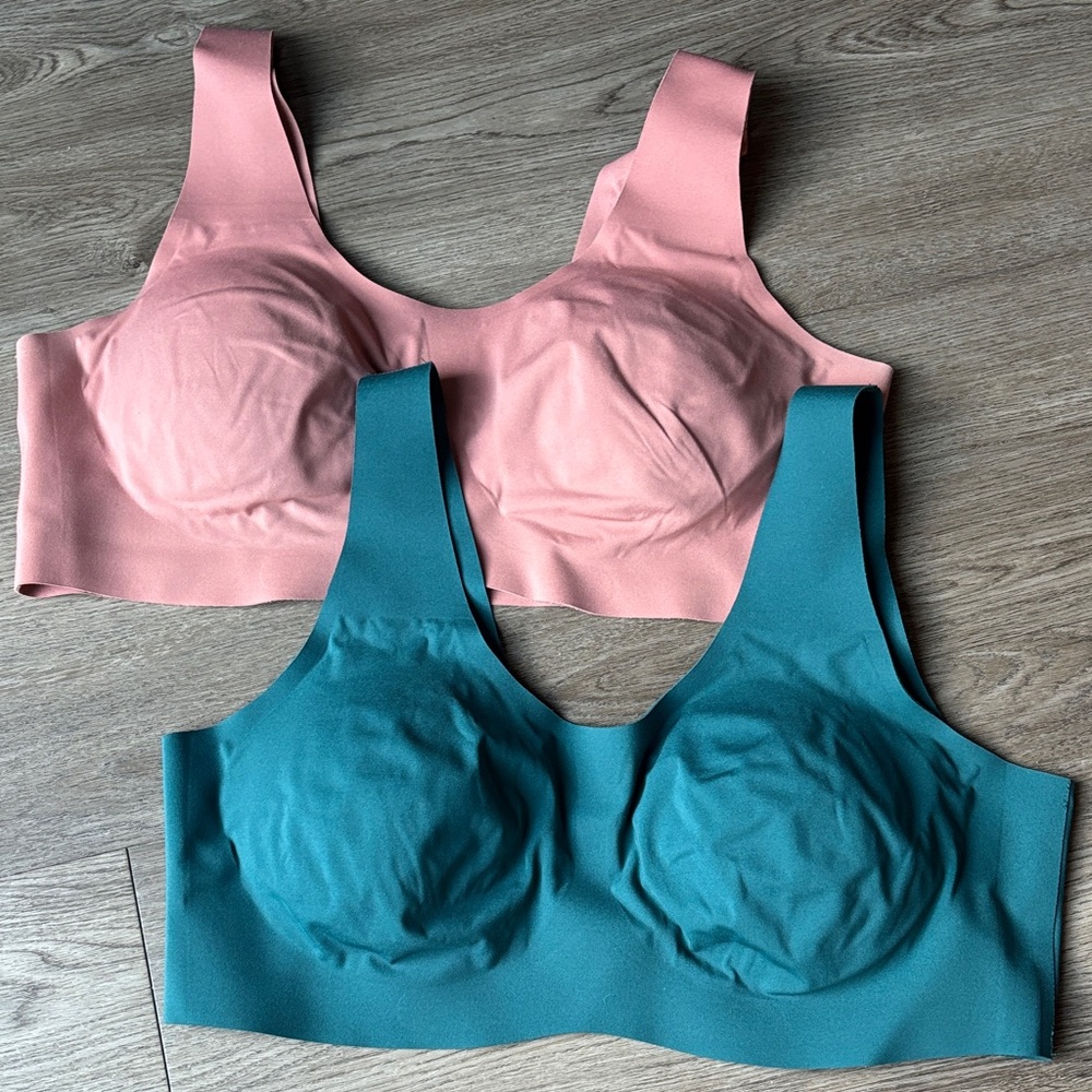 NWOT Knix LuxeLift Evolution Pullover Sports Bra in Teal & Dusty Rose, Set of 2